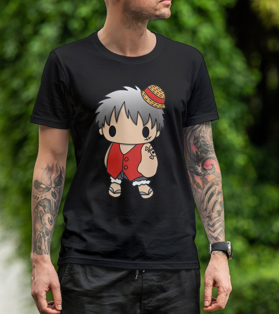 Luffy Chibi Straw Hat Pirate Tattoo T-Shirt
