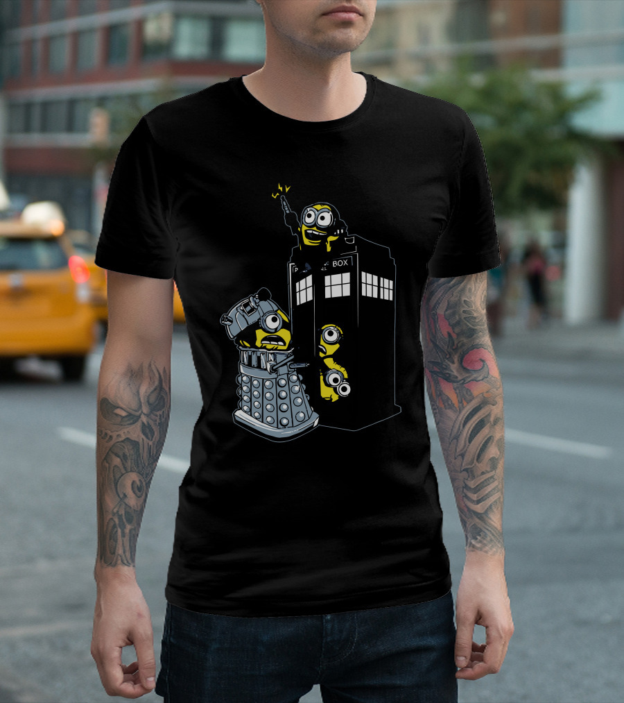 Minion Mischief in TARDIS Adventures with Dalek Antics T-Shirt