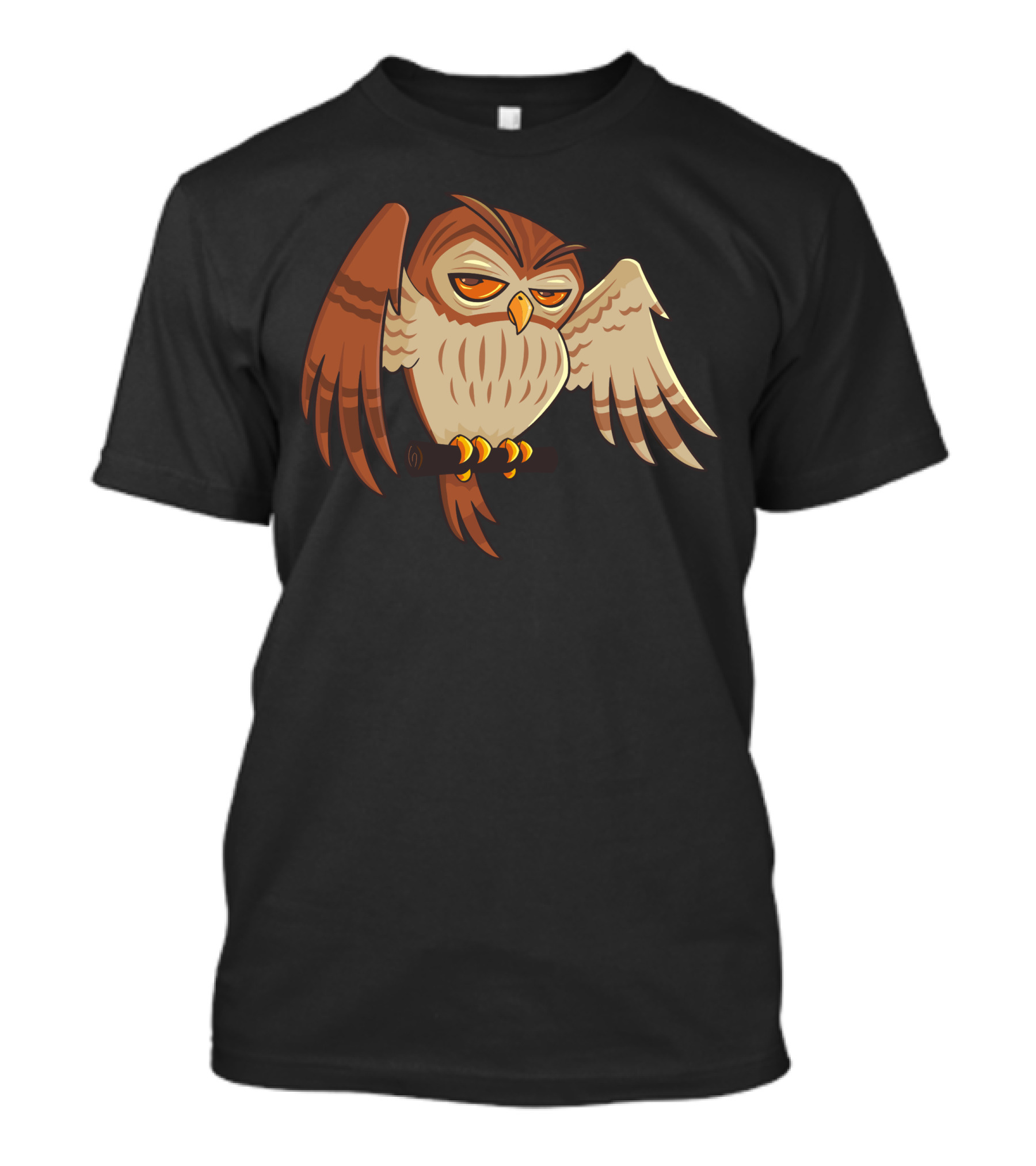 Mister Owley Sleepy Owl Perched On Branch T-Shirt