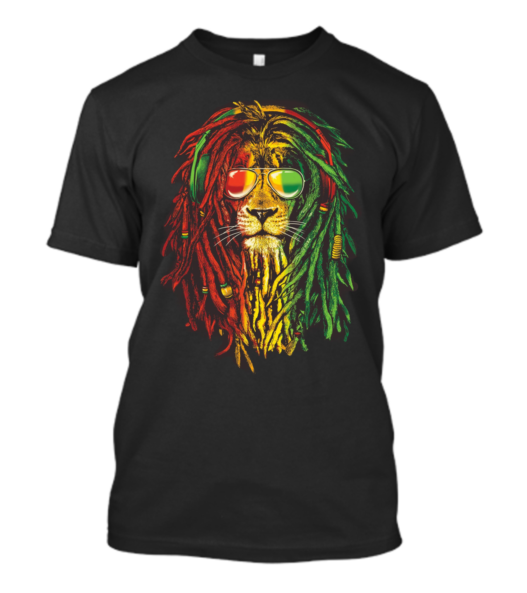 Rasta Lion Reggae Dreadlocks Sunglasses T-Shirt
