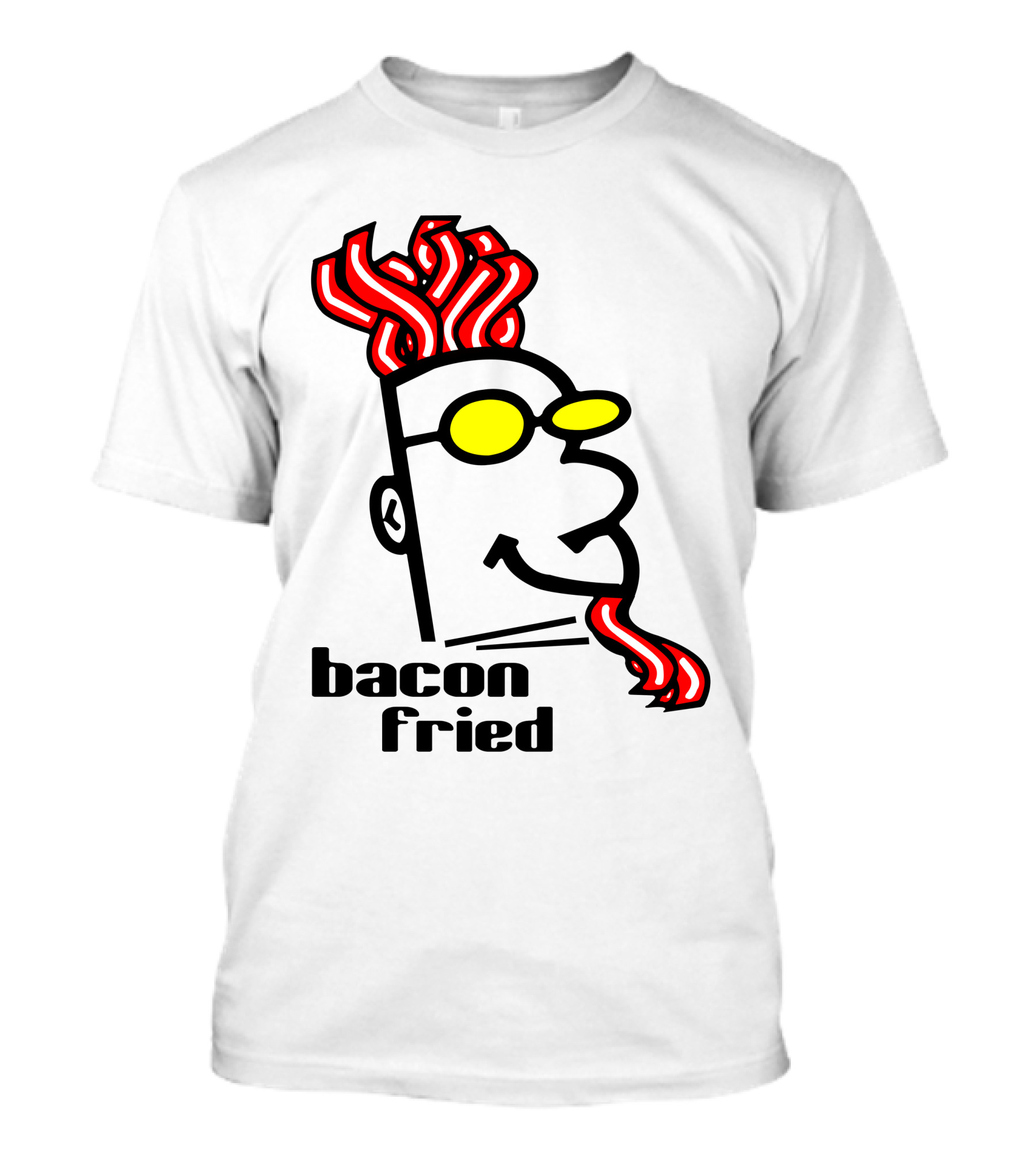 Bacon Fried Bacon Hair And Beard With Yellow Sunglasses T-Shirt