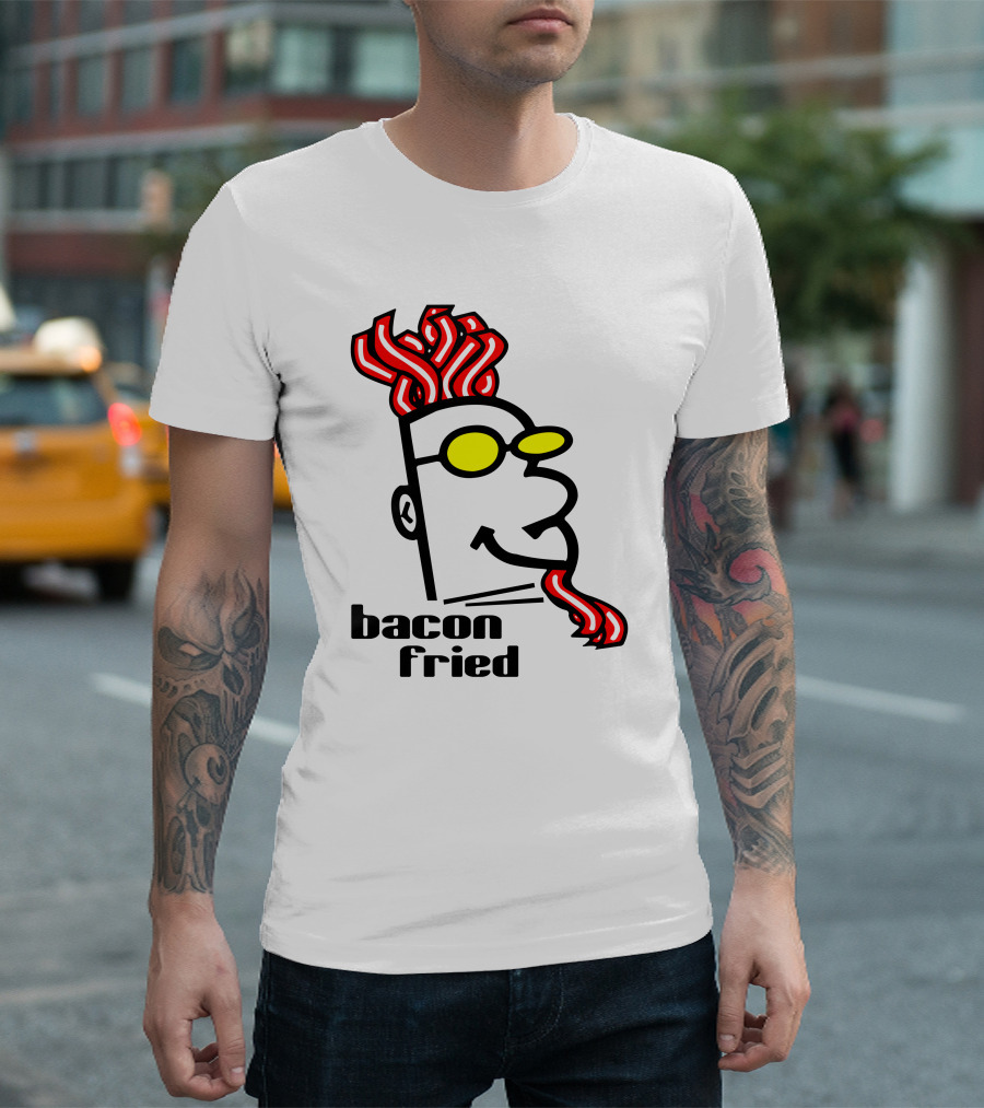 Bacon Fried Bacon Hair And Beard With Yellow Sunglasses T-Shirt