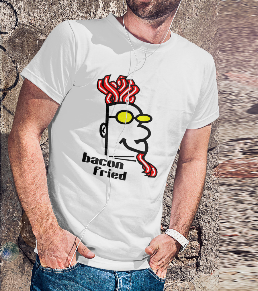 Bacon Fried Bacon Hair And Beard With Yellow Sunglasses T-Shirt
