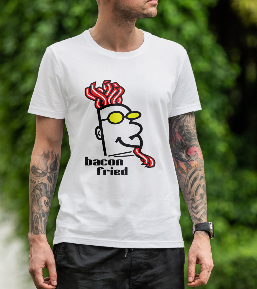 Bacon Fried Bacon Hair And Beard With Yellow Sunglasses T-Shirt