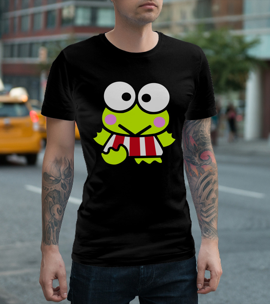 Keroppi Frog Character In Red And White Striped T-Shirt