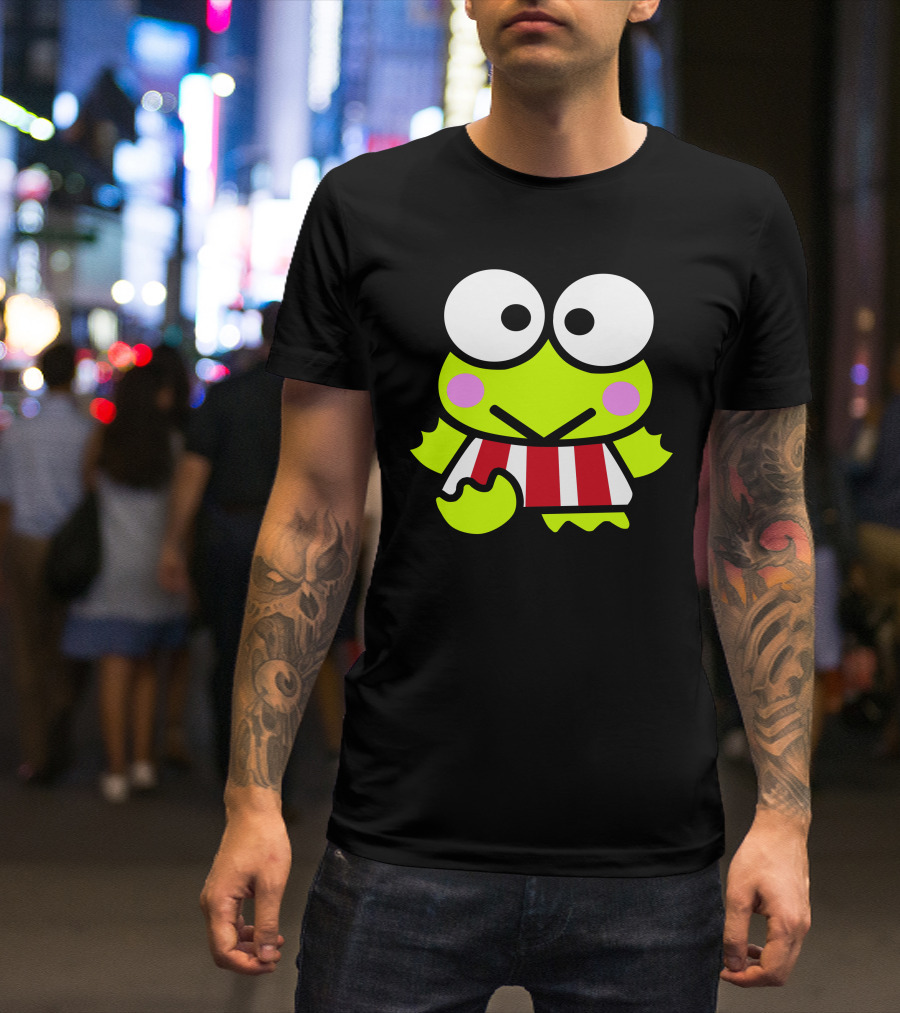 Keroppi Frog Character In Red And White Striped T-Shirt