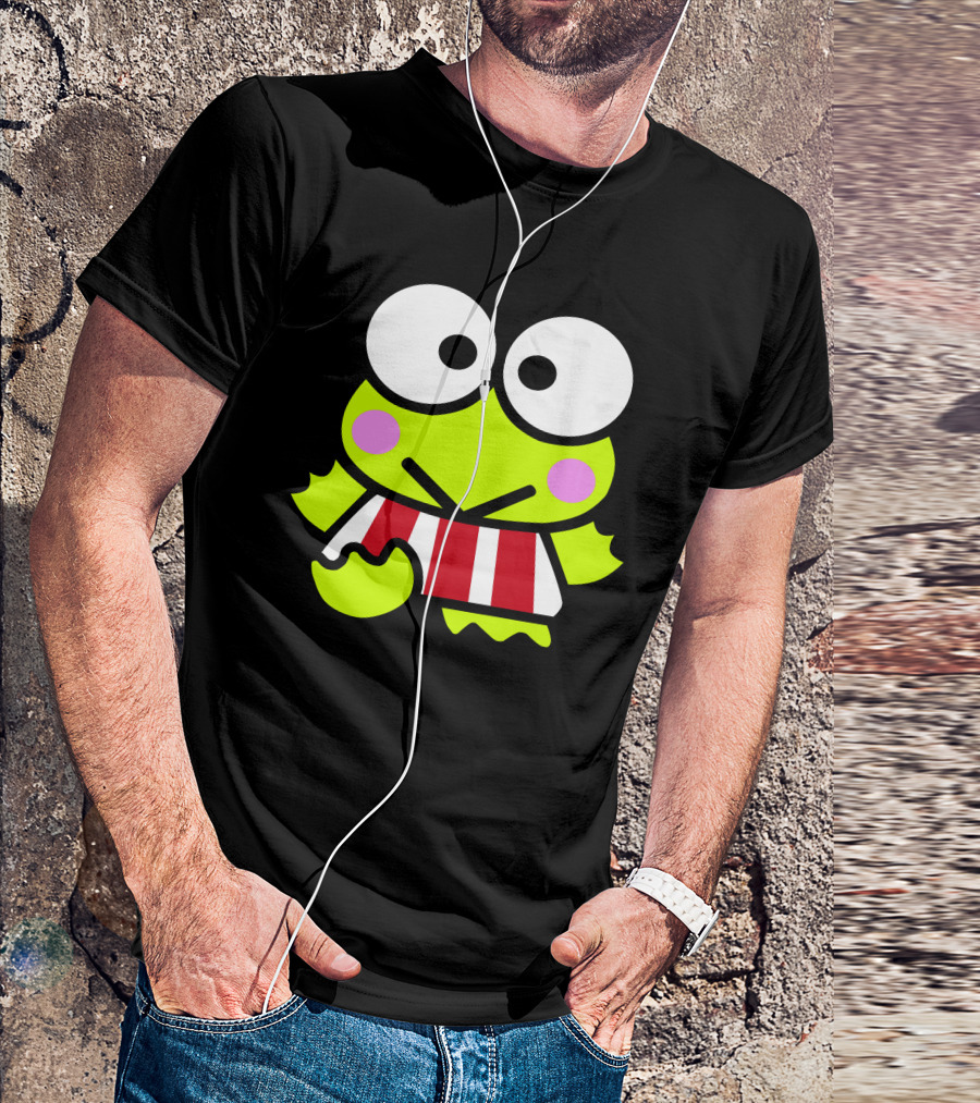 Keroppi Frog Character In Red And White Striped T-Shirt