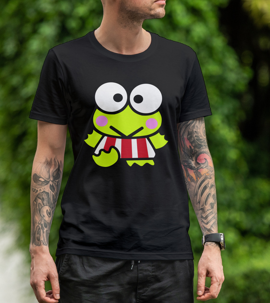 Keroppi Frog Character In Red And White Striped T-Shirt
