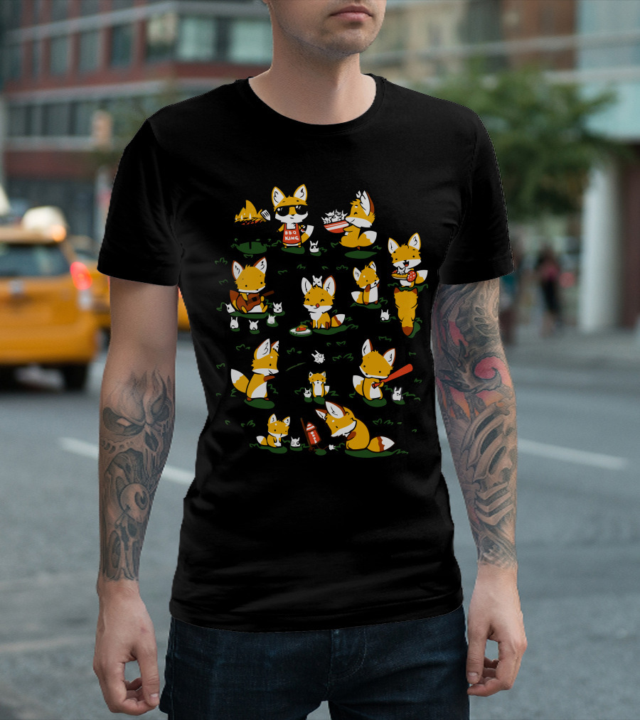 BBQ King Partying Foxes Fiesta T-Shirt