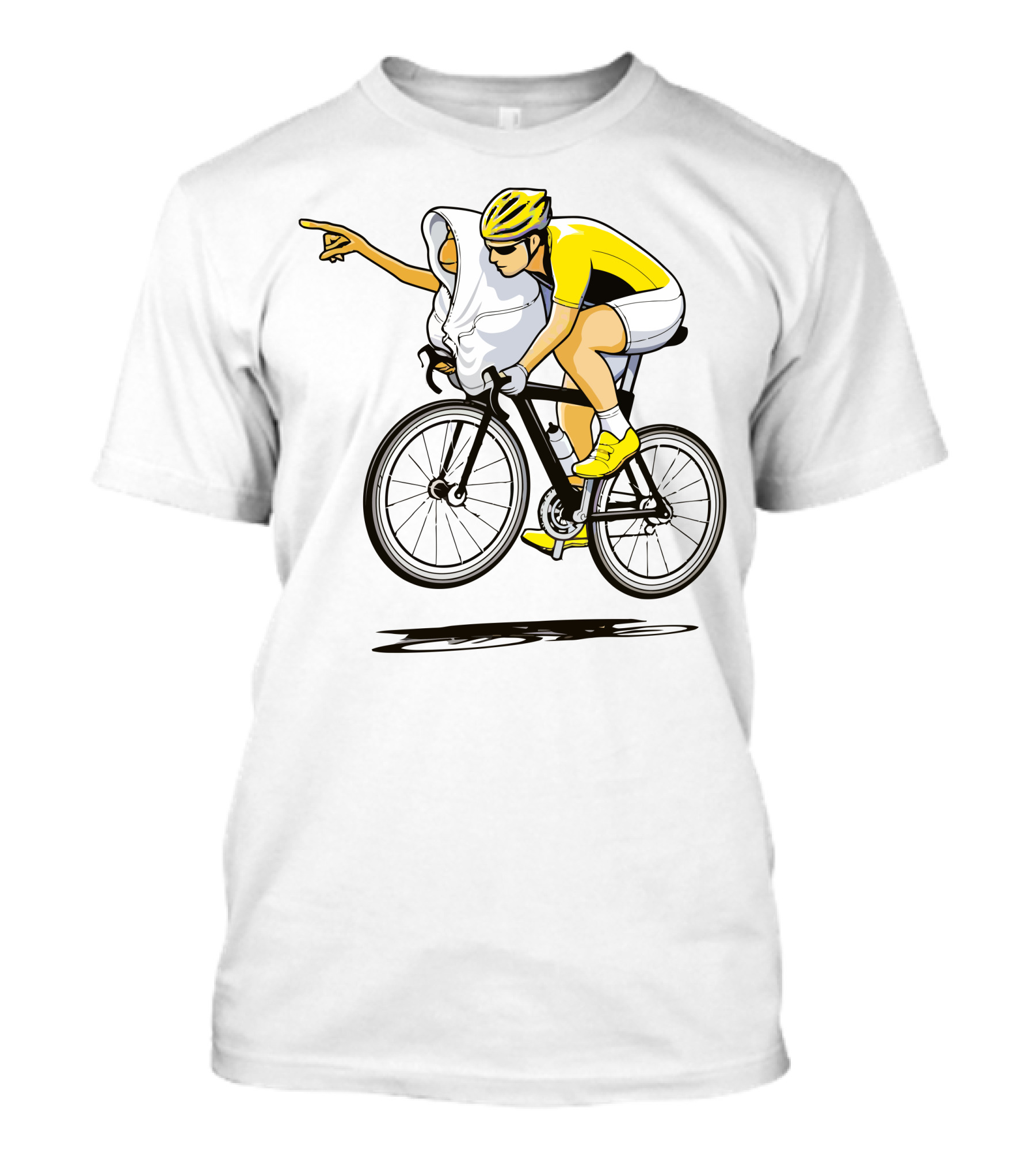 Cyclist With E.T. Homage In Yellow Riding Gear T-Shirt