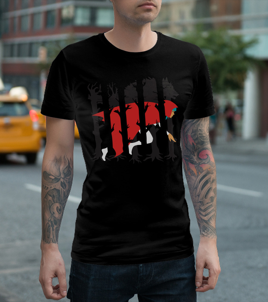 Red Running Hood in Forest T-Shirt