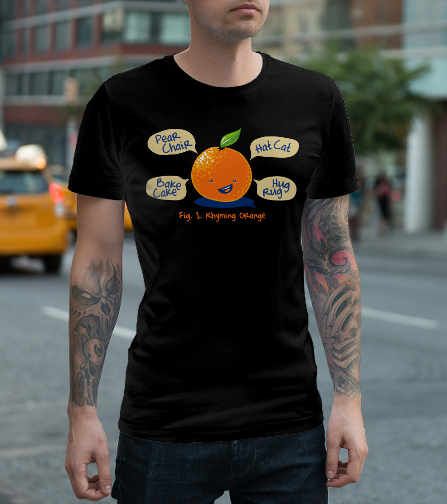 Pear Chair Bake Cake Hat Cat Hug Rug Fig. 1 Rhyming Orange T-Shirt