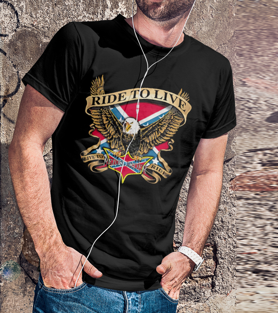 Ride To Live Eagle Flag Live To Ride Free Rider T-Shirt