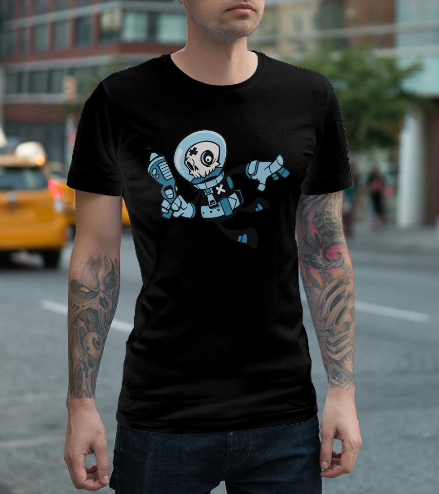 Skullsuit Cosmic Astronaut with Ray Gun T-Shirt