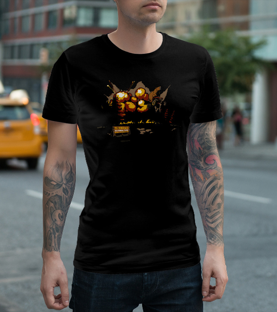 X Treme National Park ATV Adventure Explosion Forest Scene T-Shirt