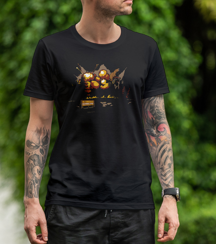 X Treme National Park ATV Adventure Explosion Forest Scene T-Shirt