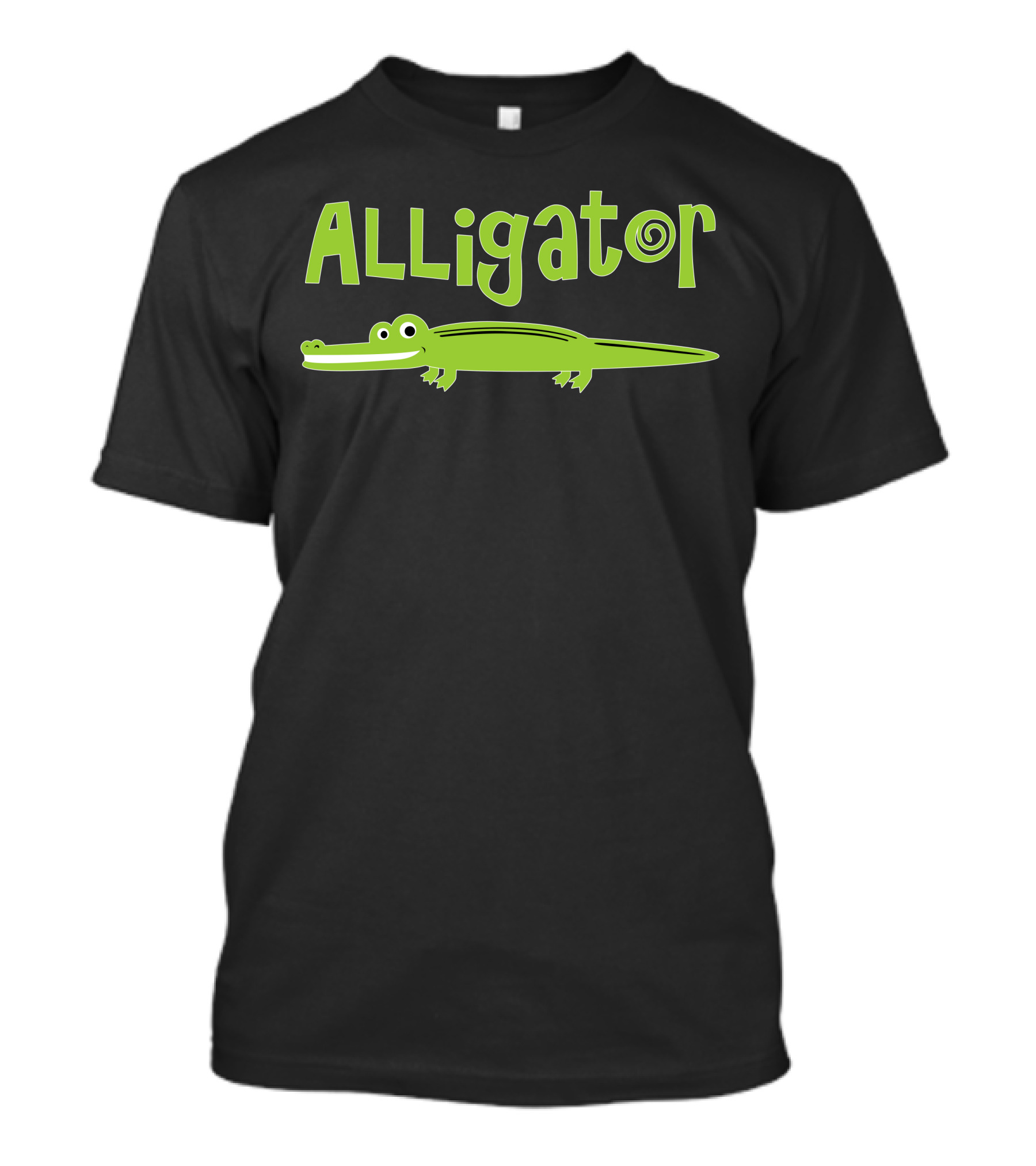 ALLIGATOR Playful Cartoon Style Green Text T-Shirt