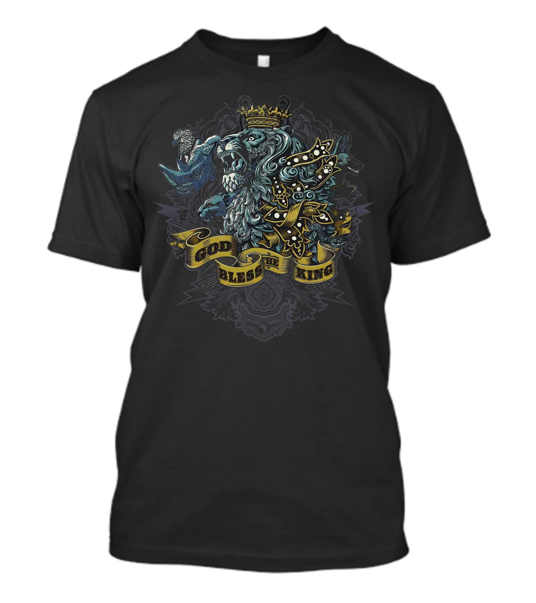 God Bless The King Lion Crown Ribbon T-Shirt
