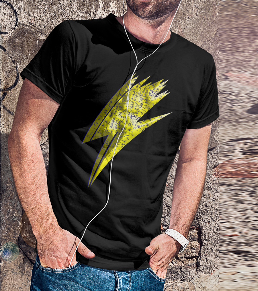 Bolt Lightning Flash Icon Yellow Grunge T-Shirt