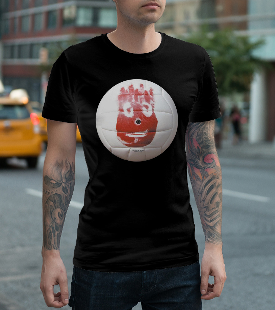 Cast Away Movie Wilson Volleyball Handprint Face T-Shirt