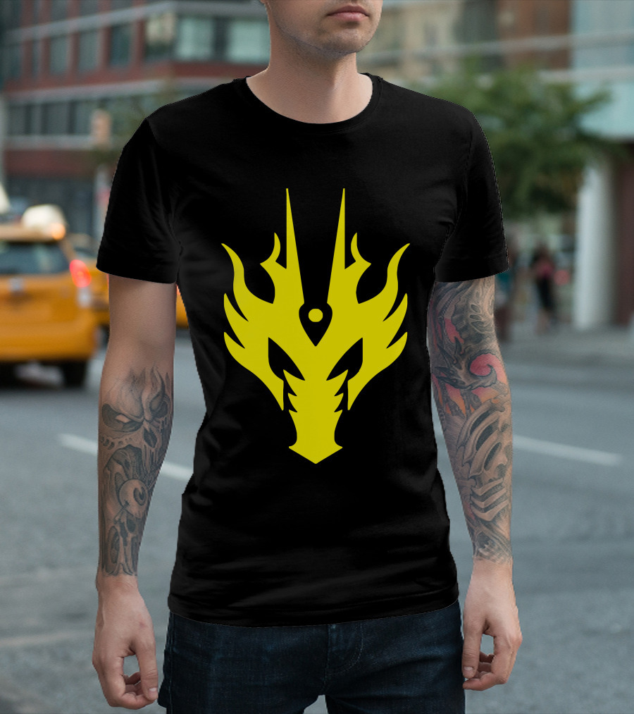 Dark Ryu Yellow Emblem Fiery T-Shirt