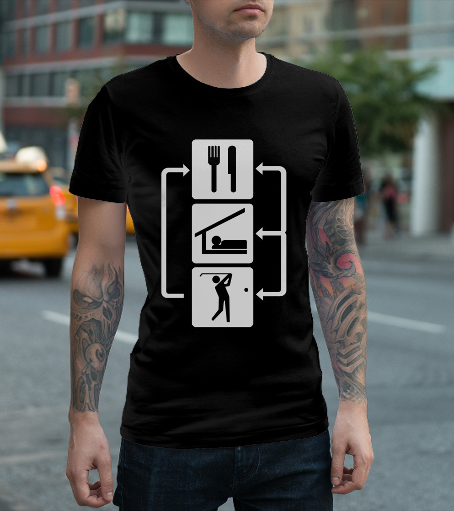 Eat Sleep Golf Cool Sport Dad Golfing Routine T-Shirt