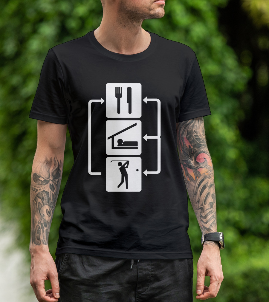 Eat Sleep Golf Cool Sport Dad Golfing Routine T-Shirt