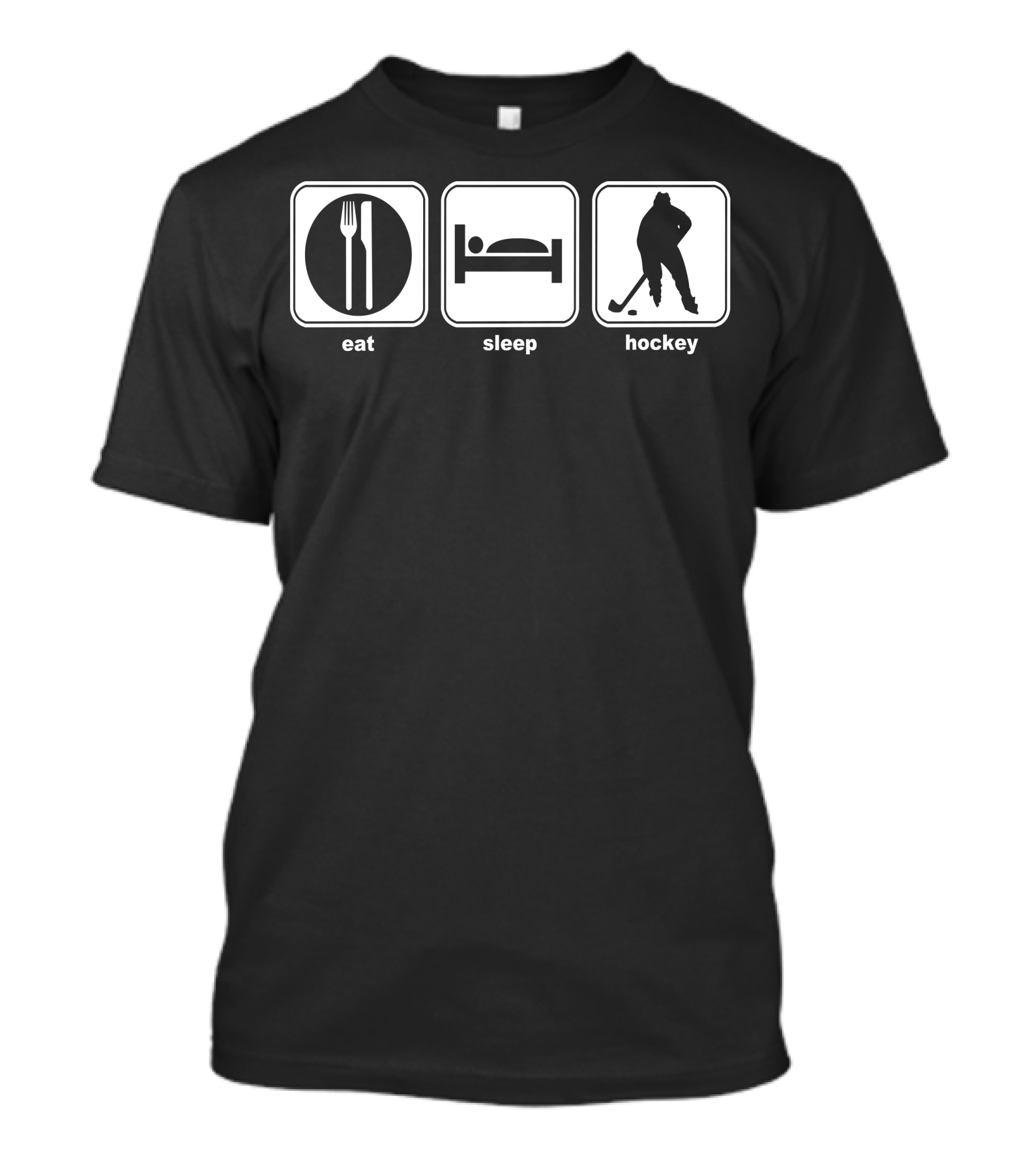 Eat Sleep Hockey Icons Fork Plate Bed Player T-Shirt