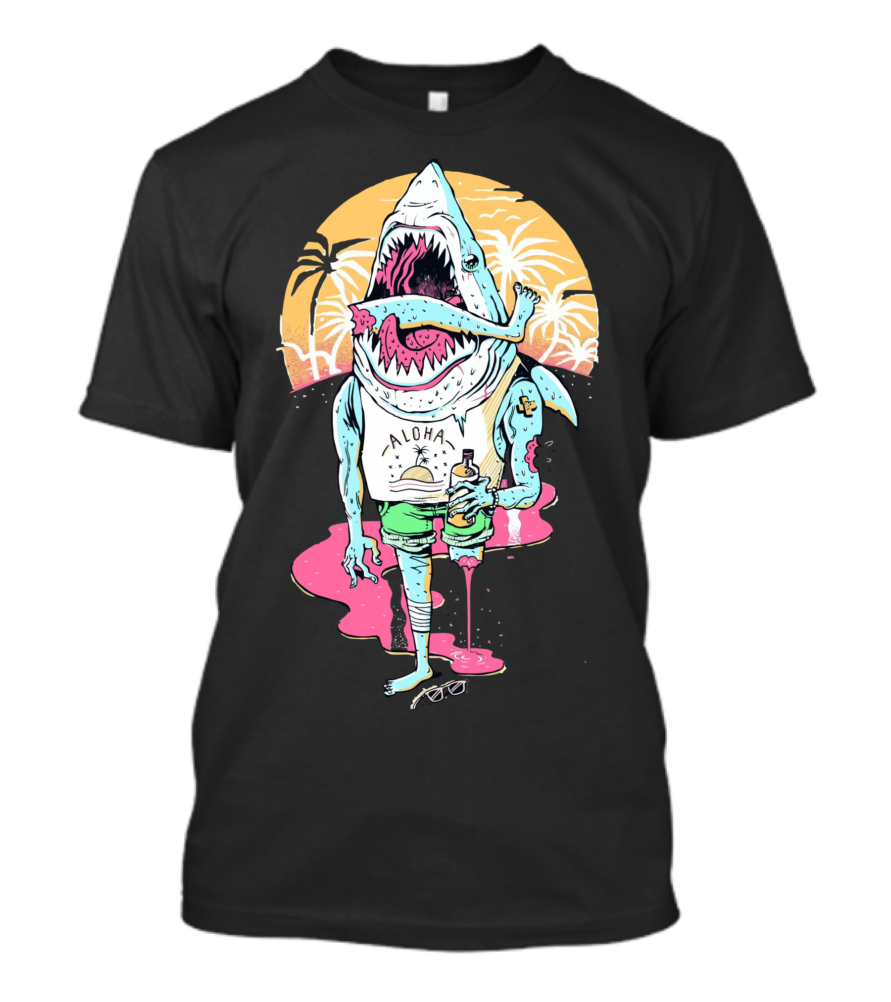 Aloha Fish Sharkbro Horror Beach Party Vibe T-Shirt