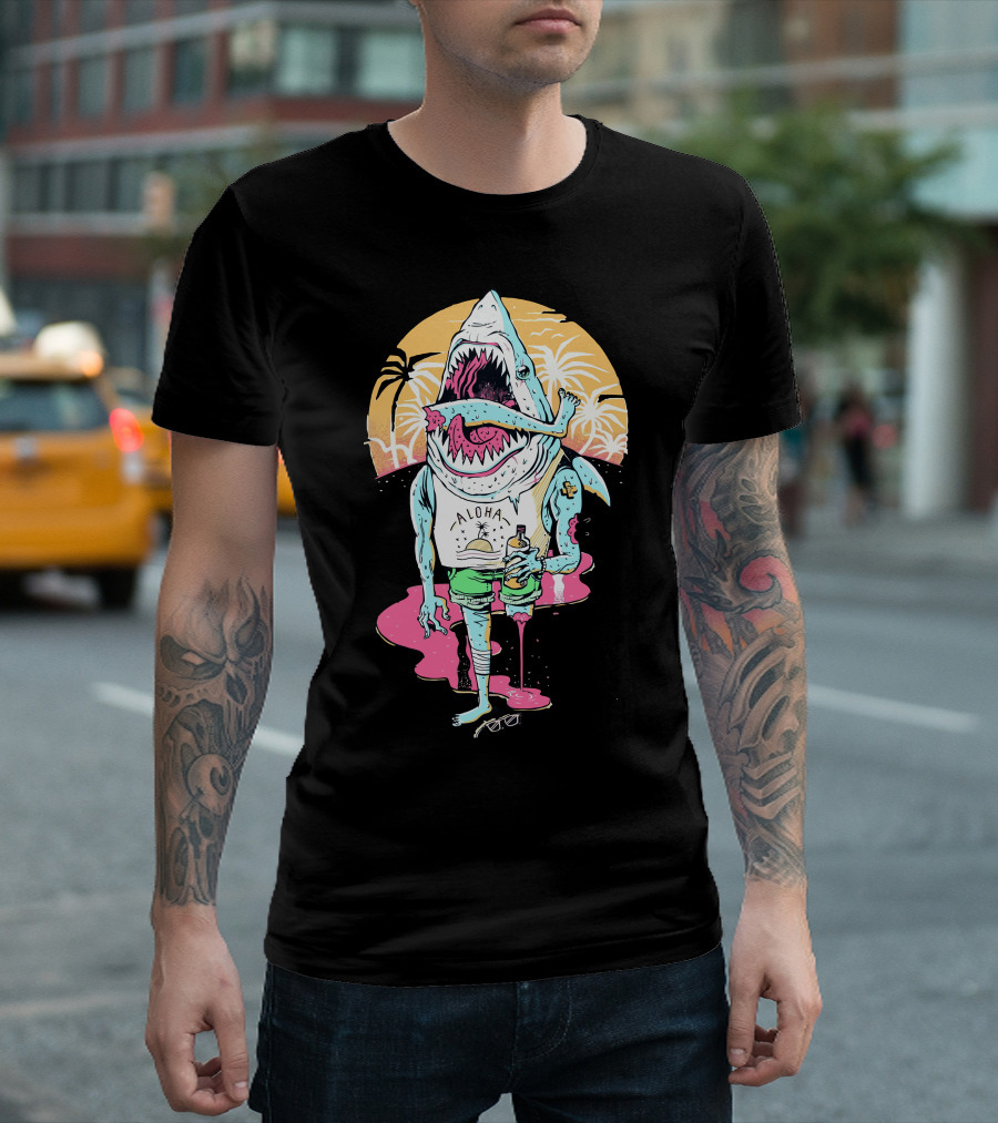 Aloha Fish Sharkbro Horror Beach Party Vibe T-Shirt