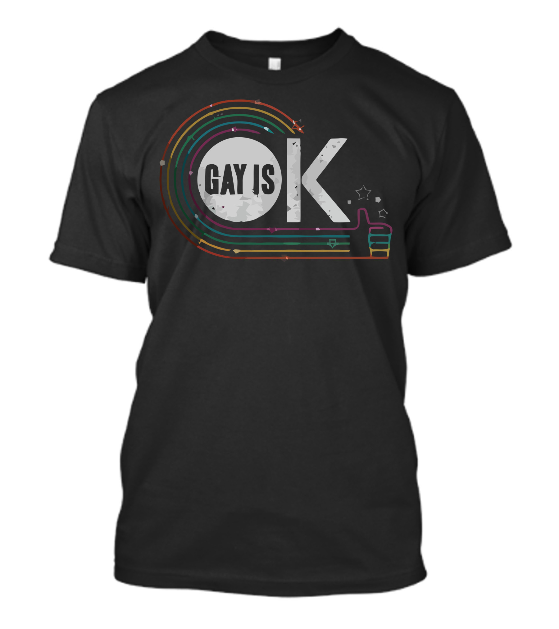 GAY IS OK Rainbow Thumbs Up Icon With Stars T-Shirt