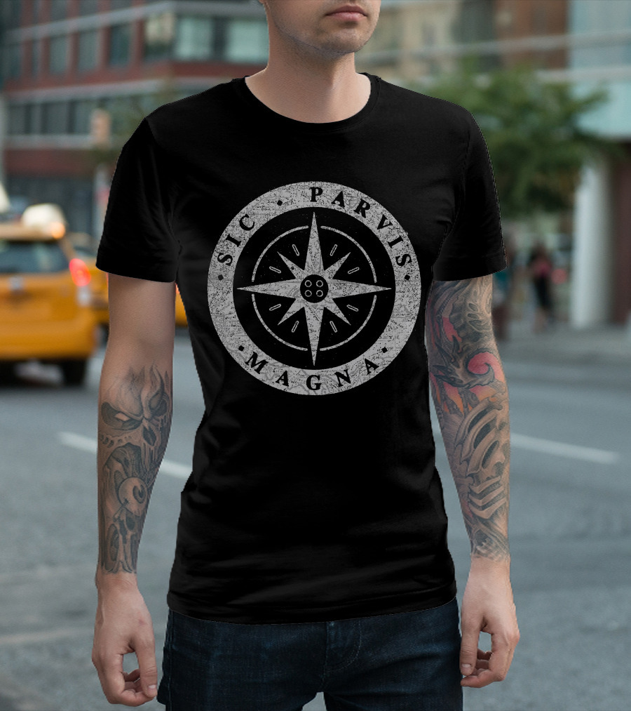 Sic Parvis Magna Compass Symbol Greatness From Small Beginnings T-Shirt