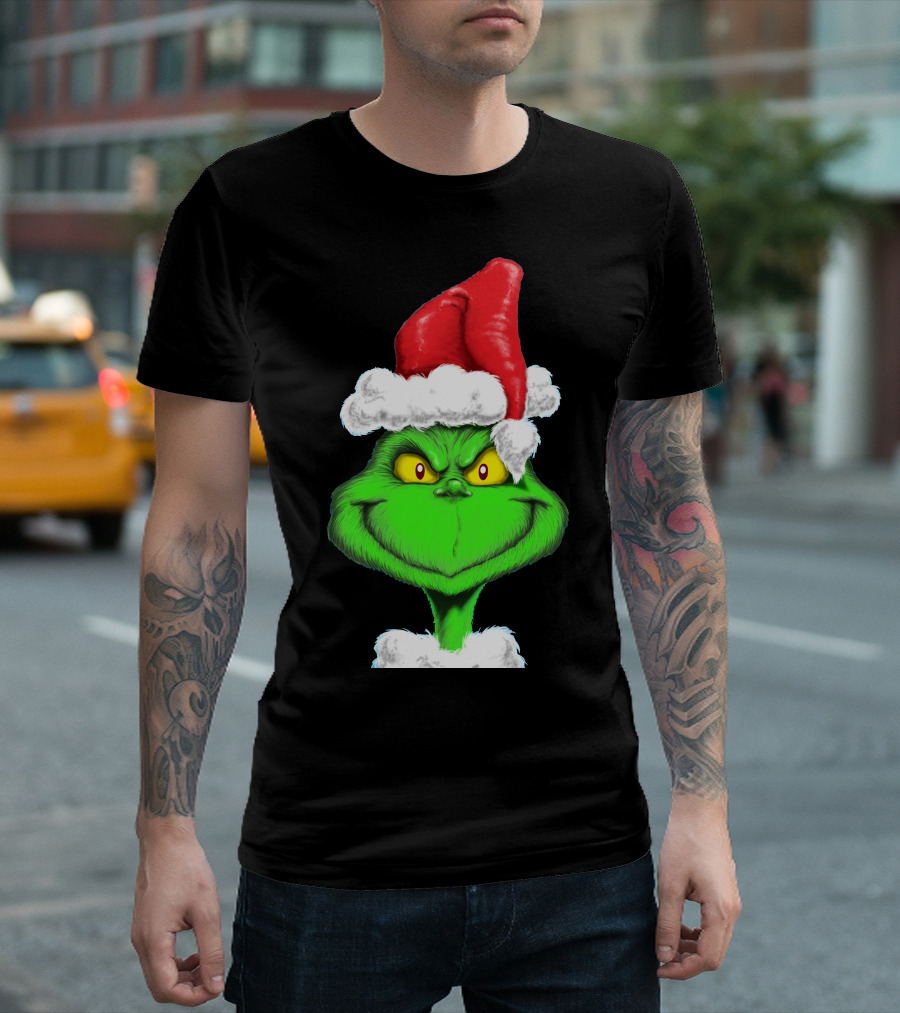 Grinch Santa Hat Christmas T-Shirt