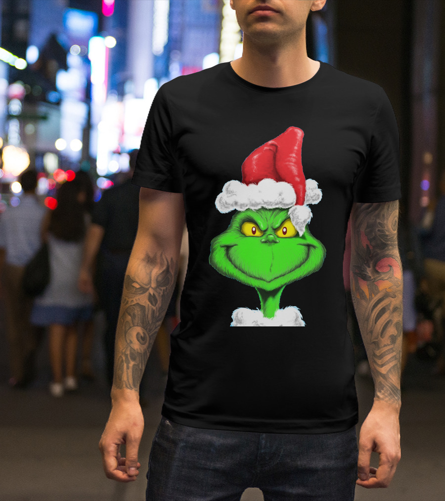 Grinch Santa Hat Christmas T-Shirt