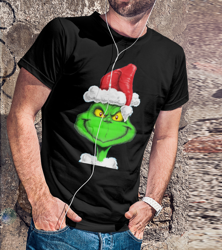 Grinch Santa Hat Christmas T-Shirt