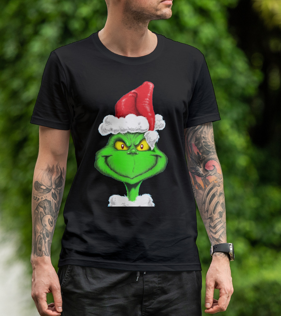 Grinch Santa Hat Christmas T-Shirt