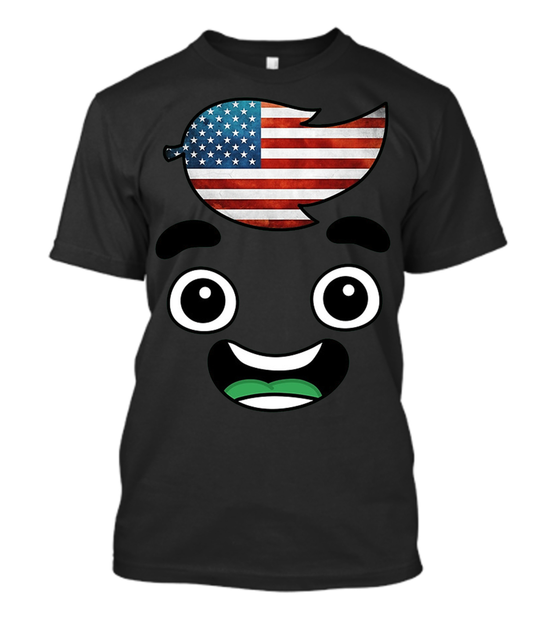 Guava Juice America Flag Hair Smile Face T-Shirt