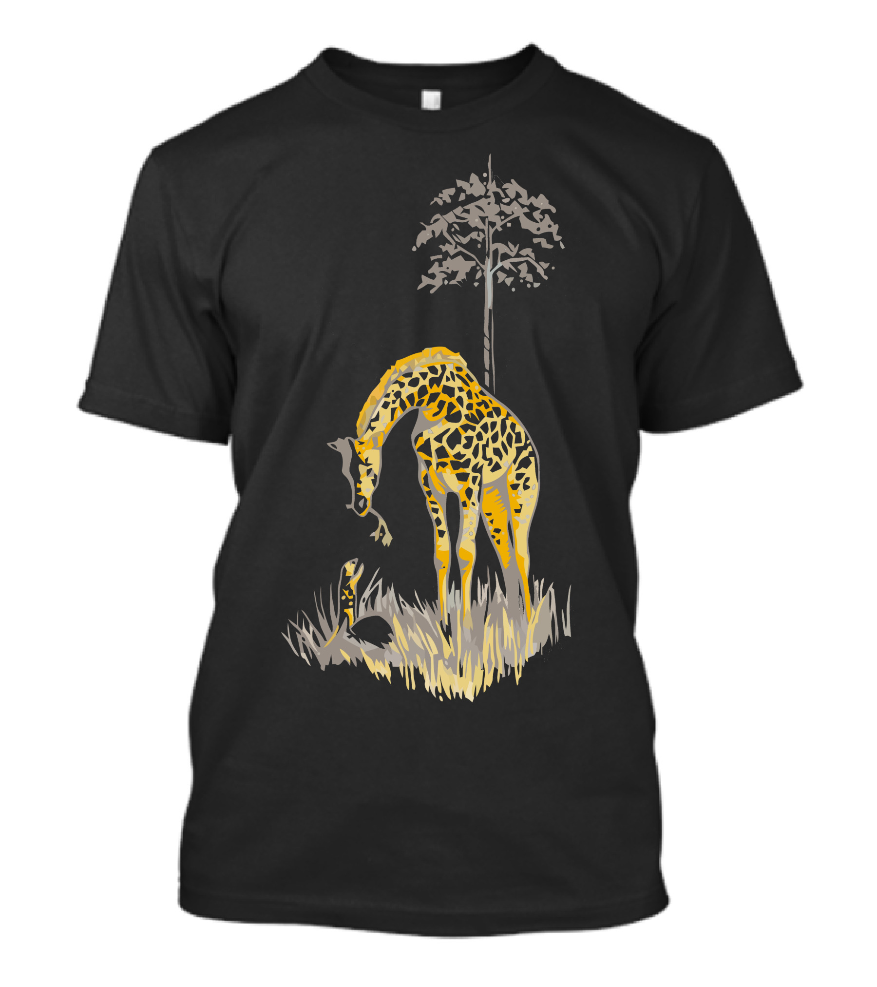 Help From Above Giraffe Interacting With Snake Under Tree T-Shirt