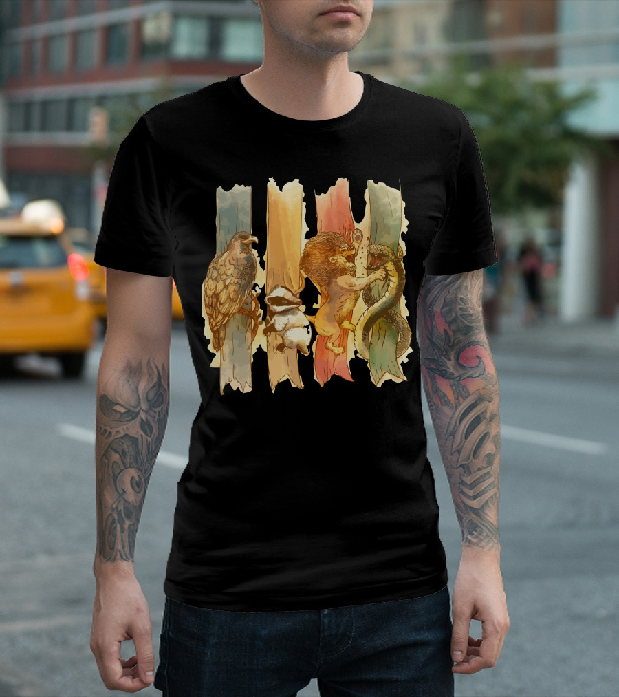Lion Badger Eagle Snake Stripes House Brawl T-Shirt