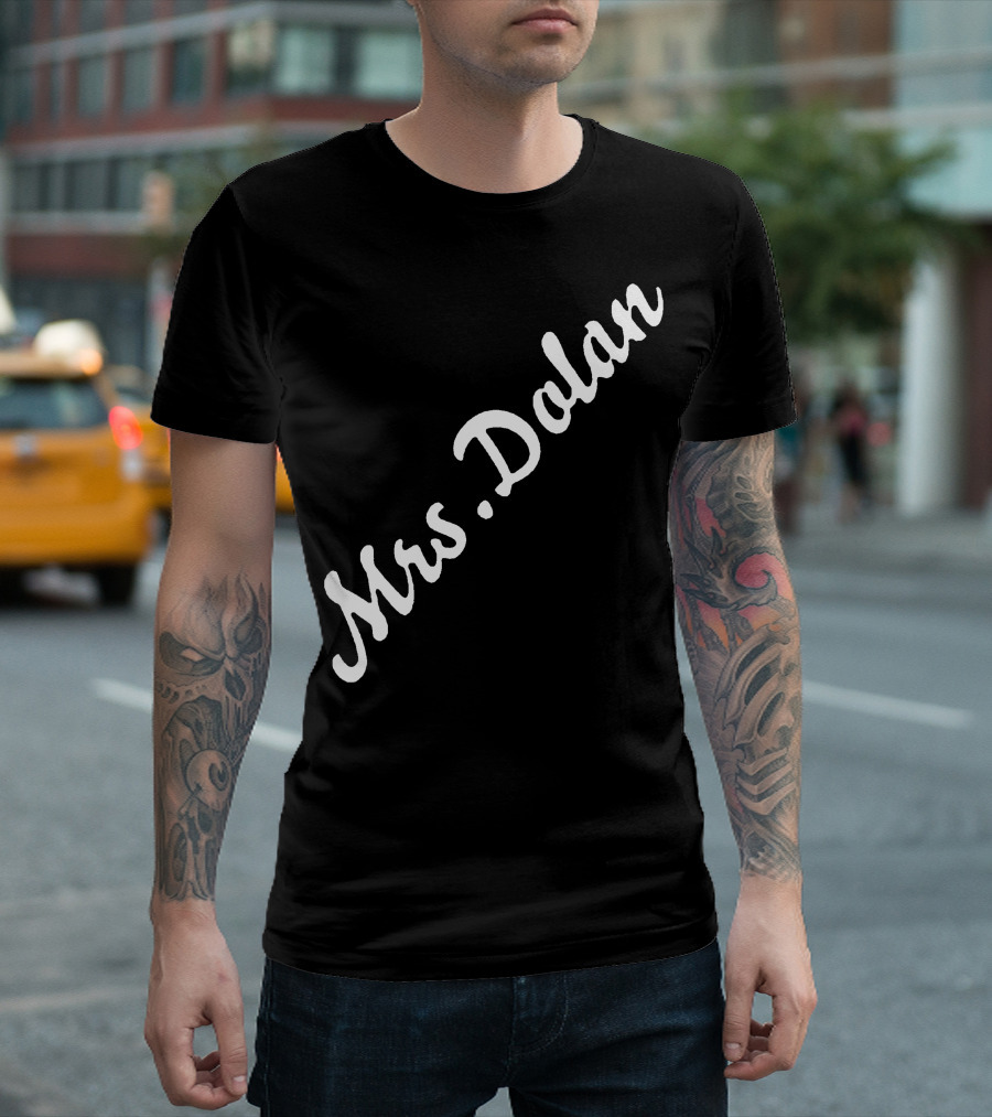 Mrs Dolan Curved White Script T-Shirt