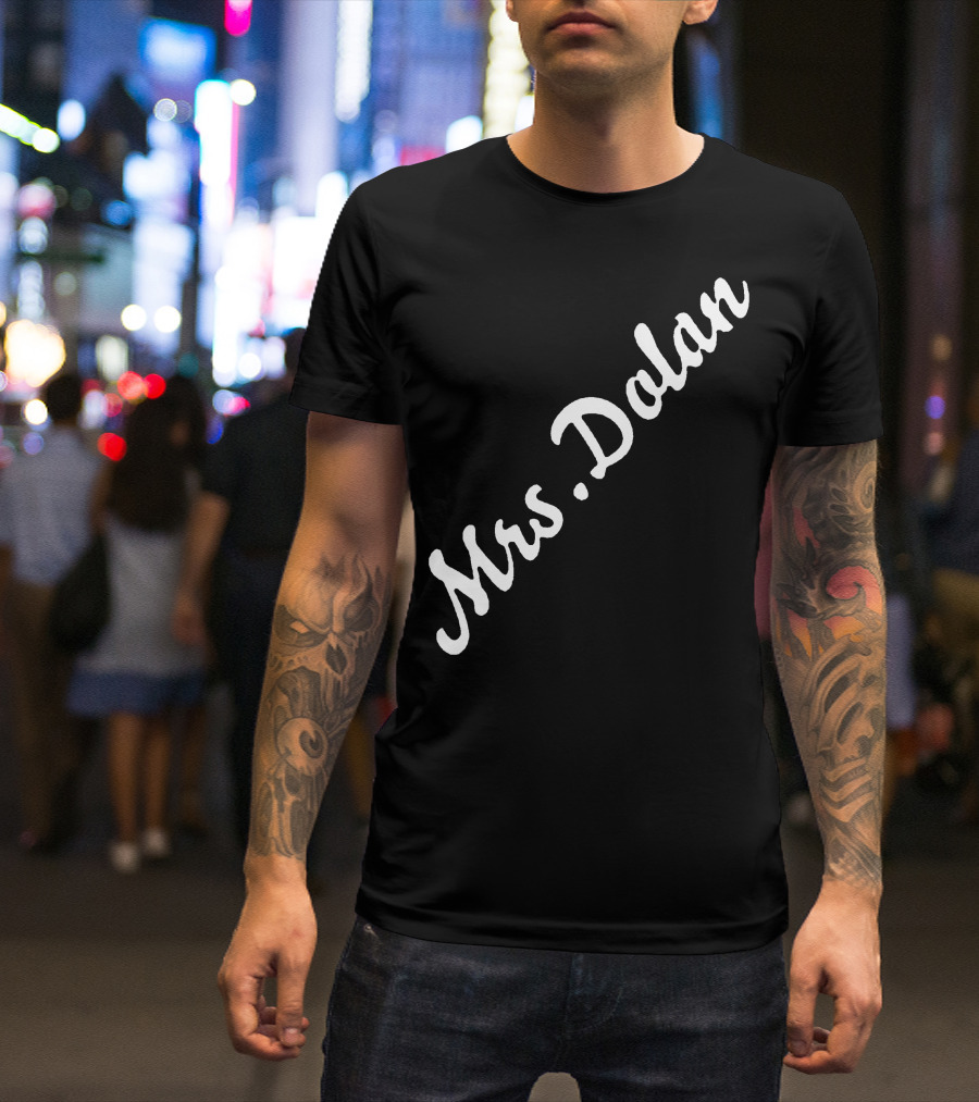 Mrs Dolan Curved White Script T-Shirt