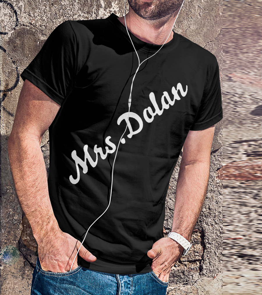 Mrs Dolan Curved White Script T-Shirt