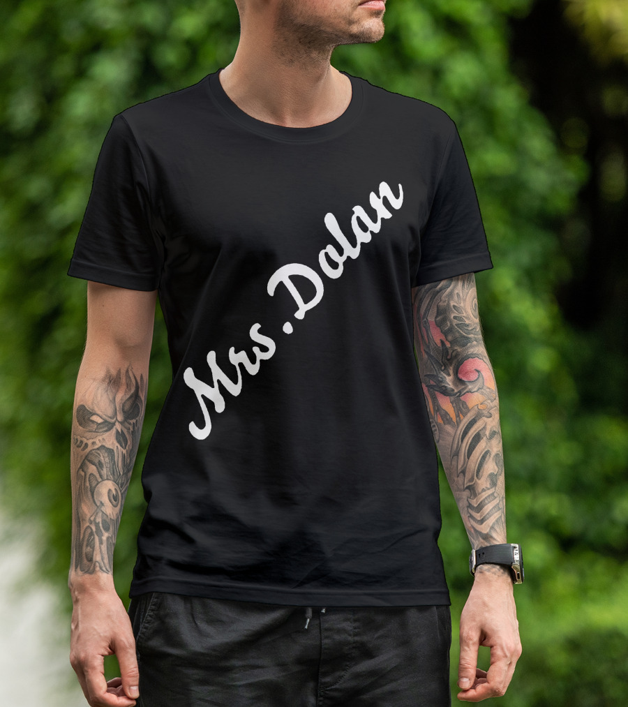 Mrs Dolan Curved White Script T-Shirt