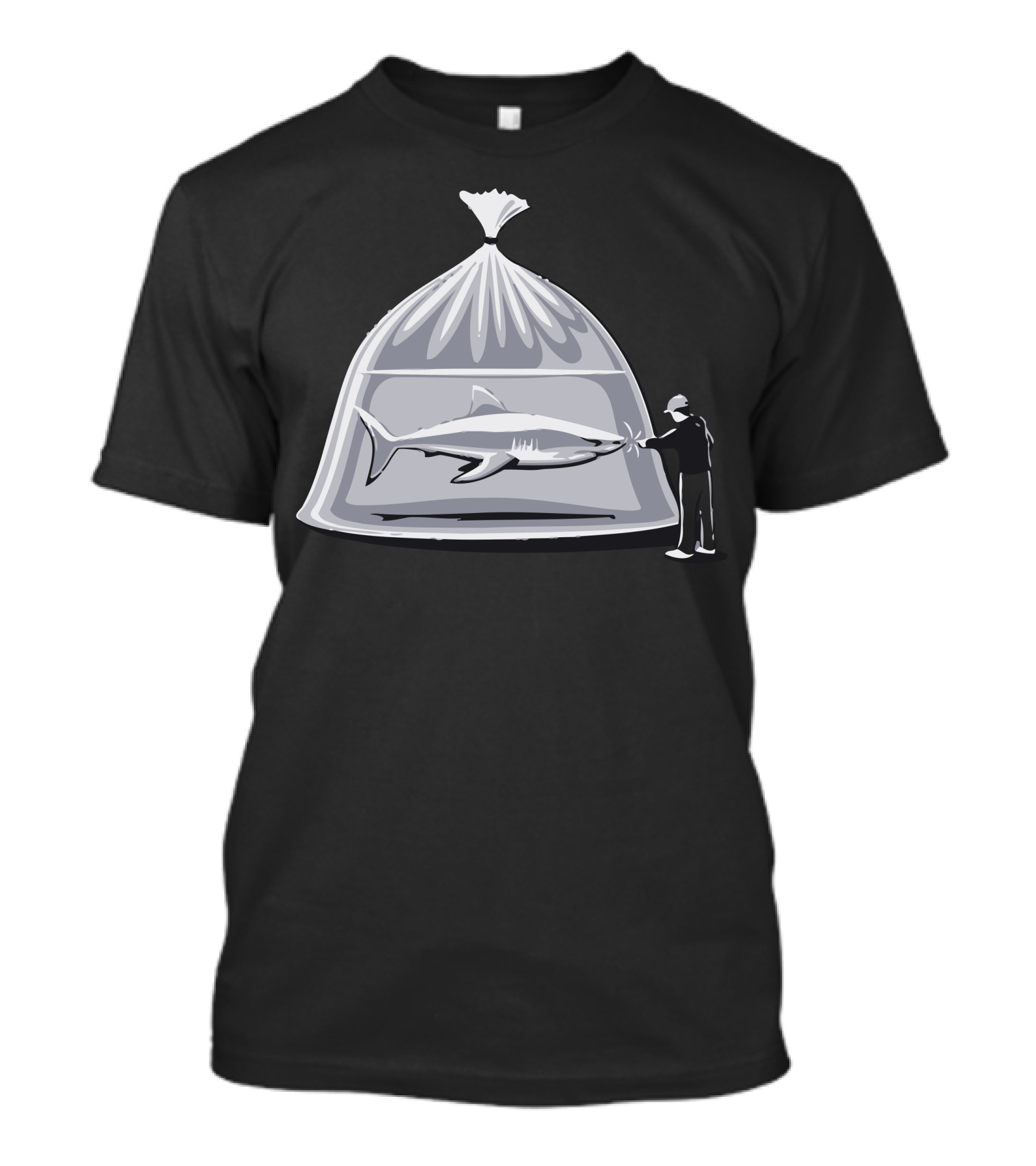 Pet Store Shark In A Bag Surreal Image T-Shirt