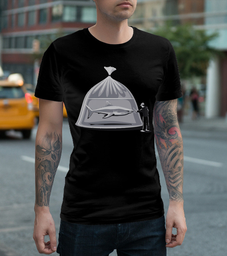 Pet Store Shark In A Bag Surreal Image T-Shirt