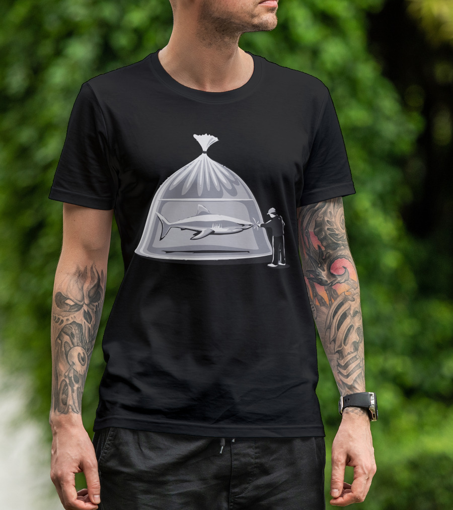 Pet Store Shark In A Bag Surreal Image T-Shirt