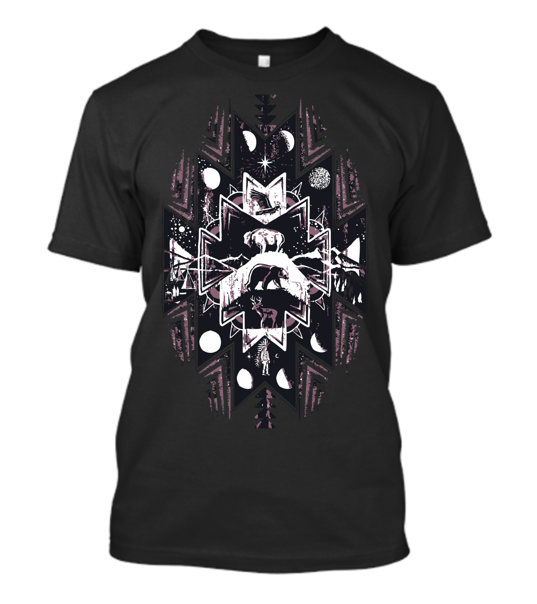 Phases Moon Bears And Wilderness Symmetry T-Shirt