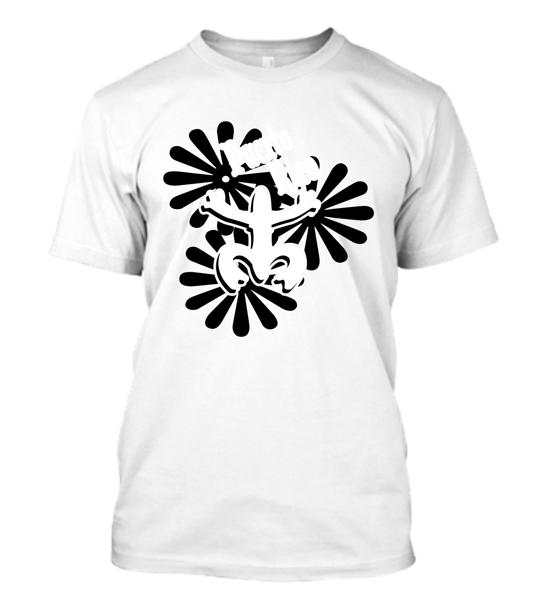 Puerto Rico Coqui Taino Symbol Black Floral Background T-Shirt