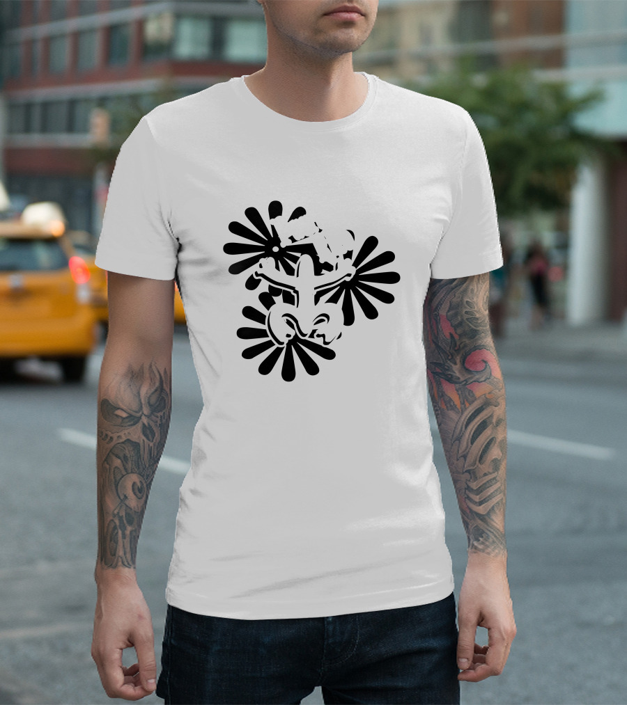 Puerto Rico Coqui Taino Symbol Black Floral Background T-Shirt