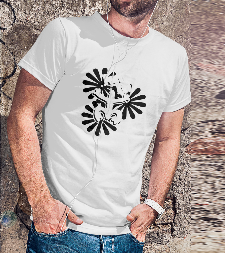 Puerto Rico Coqui Taino Symbol Black Floral Background T-Shirt